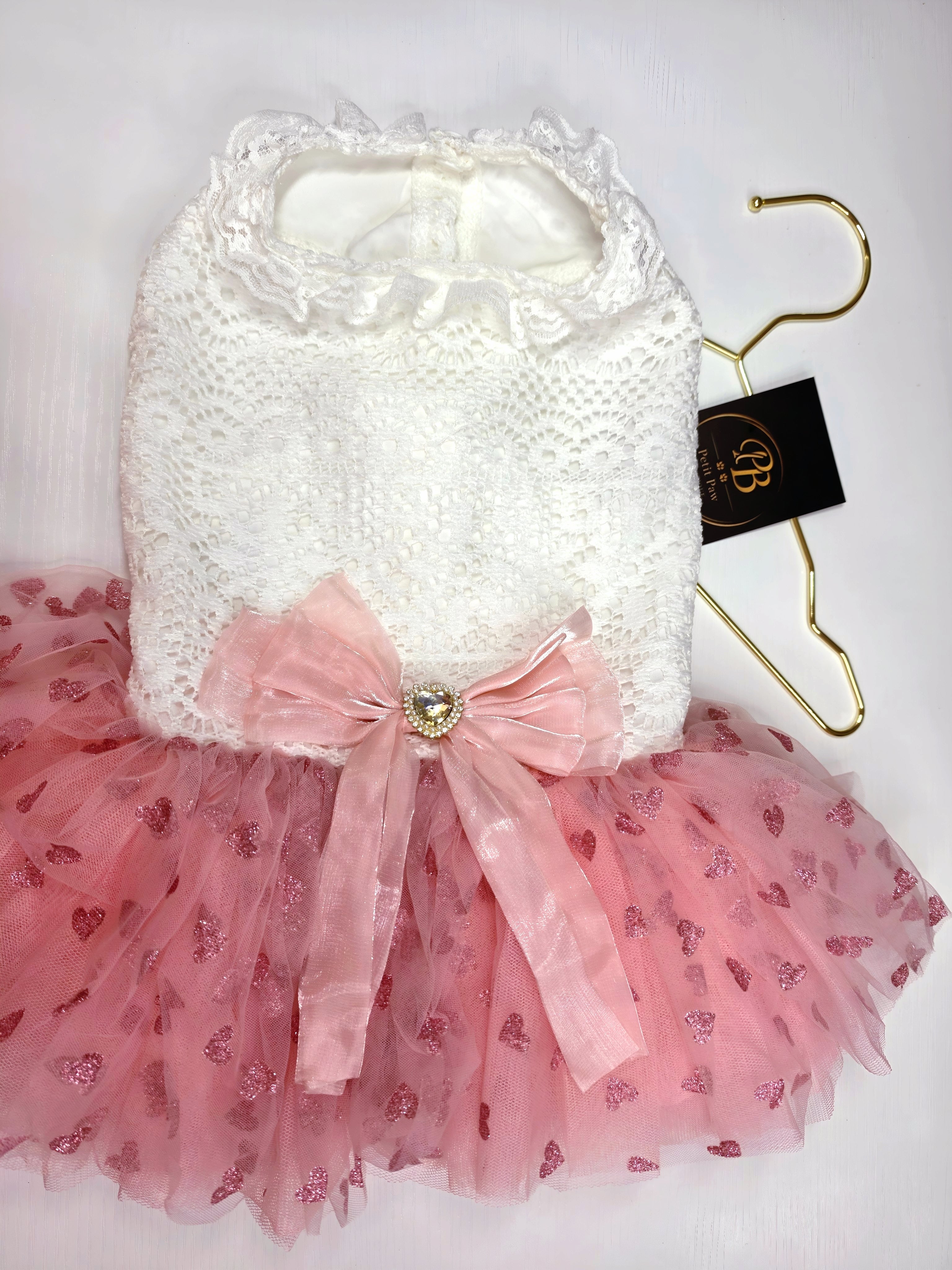 Vestido de Encaje con Tutú de Corazones