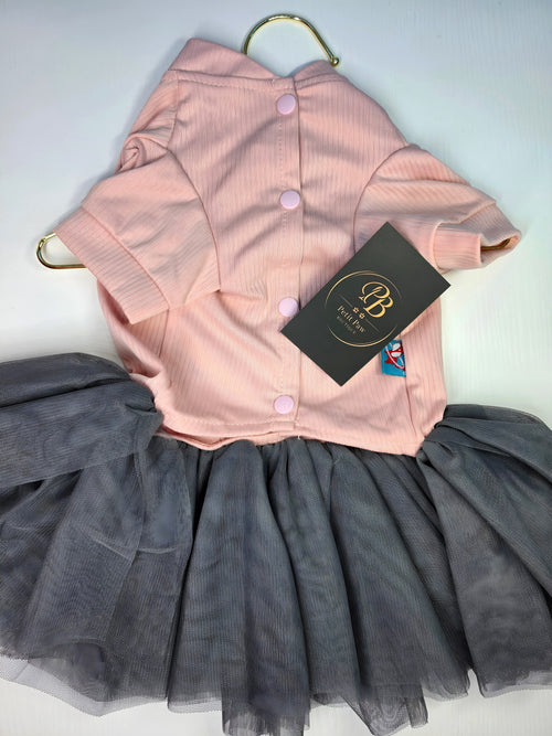 Vestido "I'm So Fancy" Rosa con Tutú Gris