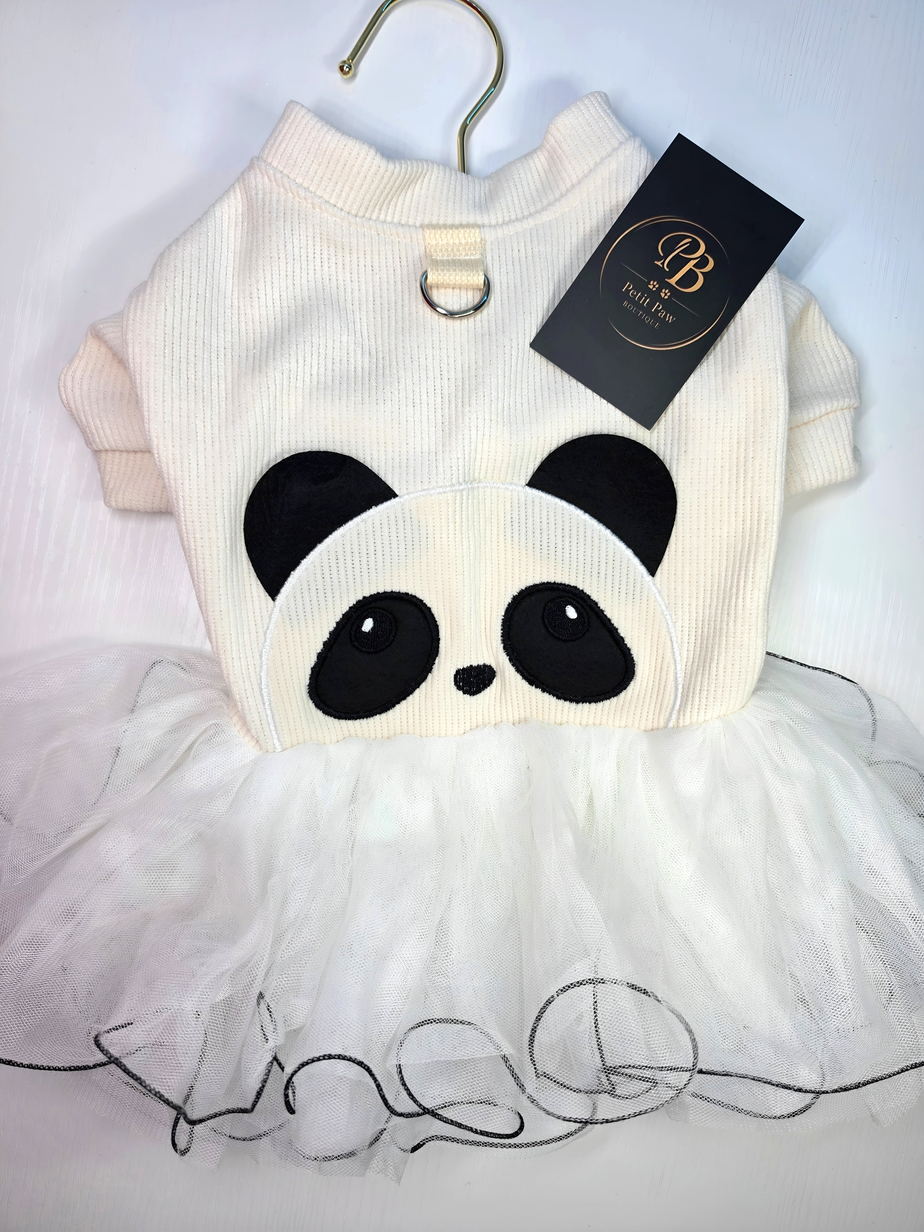 Vestido Suéter Panda con Tutú Blanco